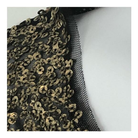 Silence + Noise Gold Sequin & Mesh Short Sleeve Party Blouse Size Small - Picture 12 of 16